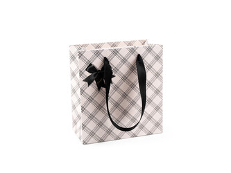 Dárková taška káro s mašlí - 12 ks - 2 krémová nejsvět.