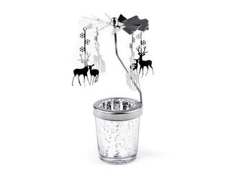 Otočný vánoční svícen / kolotoč - 1 ks - 1 stříbrná jelen