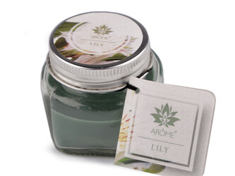 Malá vonná svíčka ve skle s jmenovkou 28 g - 1 ks - 7 (Lily) zelená šalvěj tmavá