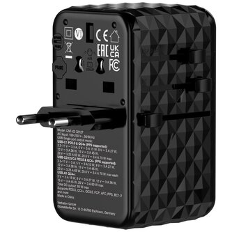 Verbatim cestovní adaptér GaN III 85W, 2xUSB-C PD, 1xUSB-A QC Verbatim cestovní adaptér GaN III 85W, 2xUSB-C PD, 1xUSB-A QC