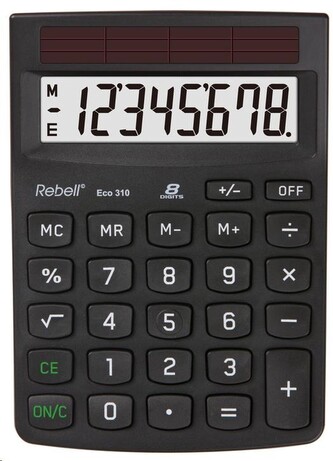 Rebell Kalkulačka RE-ECO 310, černá, stolní, osmimístná