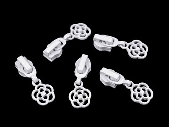 Jezdec ke spirálovým zipům No 6 květ - 5 ks - 1 bílá