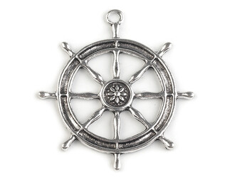 Přívěsek kormidlo Ø50 mm - 1 ks - platina s patinou