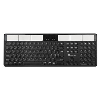 Powerton SolarSlim, Solární klávesnice integrovaná, US, Multi-Device typ 2.4 GHz Dongle + Dual Bluetooth, bezdrátová, černá