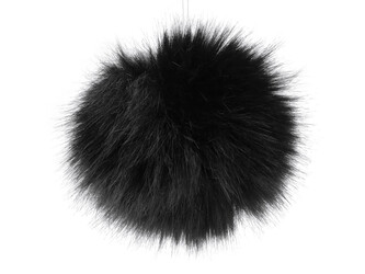 Kožešinová bambule s poutkem Ø11 cm - 1 ks - 6 černá
