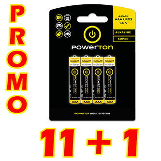Baterie alkalická, AAA (LR03), AAA, 1.5V, Powerton, box, 12x4-pack, PROMO výhodné balení