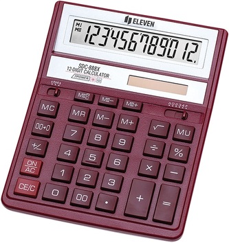 Eleven Kalkulačka SDC888XRD, červená, stolní, dvanáctimístná