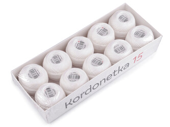 Příze Kordonetka 20 g - 10 ks - 8002/15 bílá