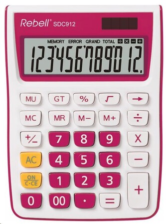 Rebell Kalkulačka RE-SDC912PK BX, růžová, stolní, dvanáctimístná
