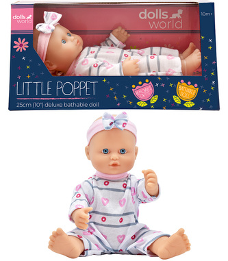 Dolls World Koupací panenka Klárka 25 cm s odnímatelným oblečkem a čelenkou