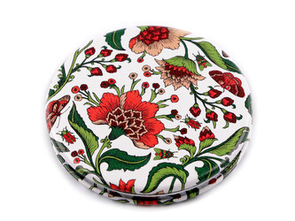 Zrcátko kosmetické květy - 1 ks - 5 bílá červená