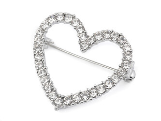 Brož s broušenými kamínky srdce, květ - 1 ks - 1 crystal srdce