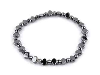 Náramek pružný hematitový - 1 ks - 2 šedá hematit