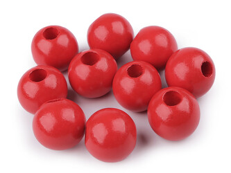 Dřevěné korálky Ø25 mm - 10 ks - 8 červená