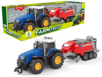 Traktor s přívěsem, světlo, zvuk; 30,5x8,5x8,5cm,