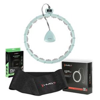 SET HHM14 ZELENÁ + BR163 PLUS SIZE HULA HOOP OBRUČ SE ZÁVAŽÍM A POČÍTADLEM HMS