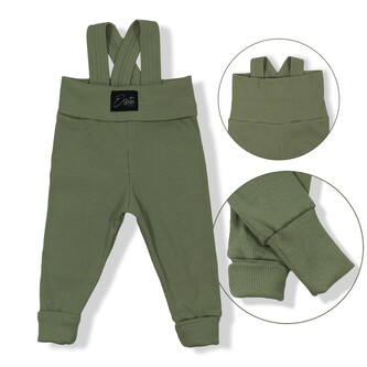 Rostoucí žebrované kalhoty s laclem Color Sage; Barva: zelená; Velikost: 92 - 98