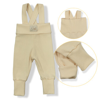 Rostoucí žebrované kalhoty s laclem Color Cream; Barva: smetanová; Velikost: 68 - 74