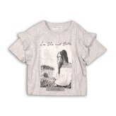 Tričko dívčí s krátkým rukávem, Minoti, Hydrangea 5, šedá - 116/122