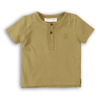Tričko chlapecké s krátkým rukávem, Minoti, 1HENLEY 6, khaki - 146/152