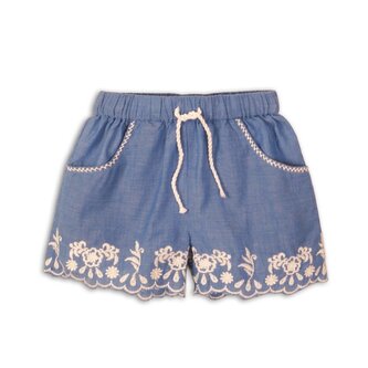 Kraťasy dívčí bavlněné vyšívané, Minoti, Picnic 5, modrá - 74/80