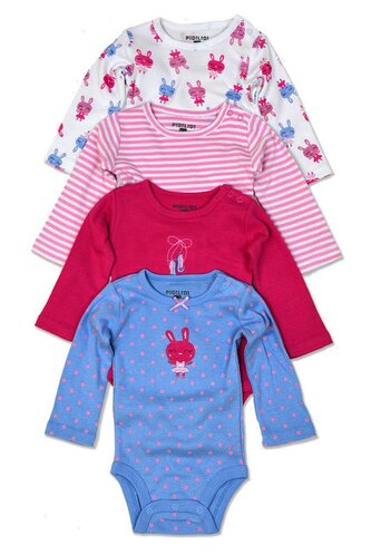 body kojenecké 4pack, s dlouhým rukávem, Pidilidi, PD1003, holka - 56/62