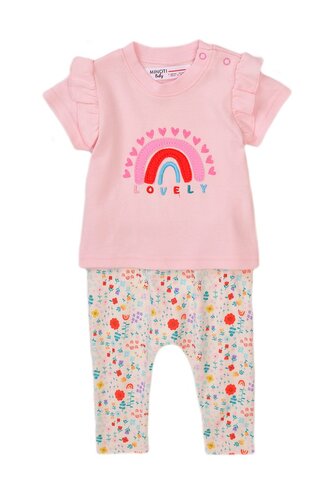 Kojenecký set - tričko a tepláky, Minoti, Garden 1, růžová - 68/74