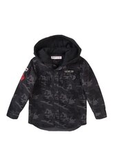 Košile chlapecká maskáčová s kapucí, Minoti, Stereo 8, šedá - 104/110