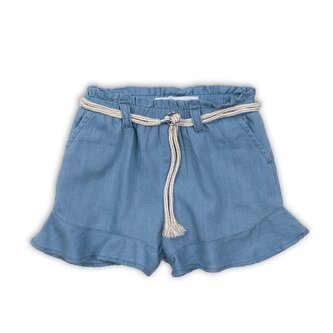 Kraťasy dívčí s volánky, Minoti, Lemdrop 6, modrá - 146/152