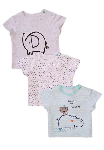 Tričko kojenecké s krátkým rukávem 3pack, Minoti, Koala 3, bílá - 62/68