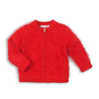 Svetr dívčí celopropínací, Minoti, GANG 8, červená - 80/86