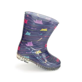 dívčí holínky PVC - potisk kočičky, Pidilidi, PL0041-04,  modrá - 34