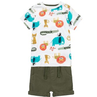 Chlapecký set - košile a kraťasy, Minoti, Planet 7, khaki - 74/80