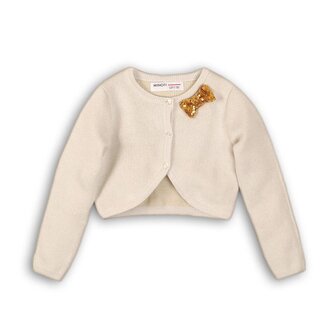 Svetr dívčí bolerko celopropínací, Minoti, TIME 3, krémová - 86/92