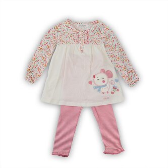 Kojenecký set, šaty a legíny, Minoti, MOUSE 10, růžová - 86/92