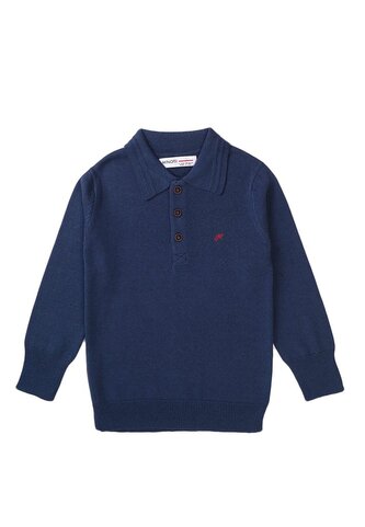 Tričko chlapecké Polo s dlouhým rukávem, Minoti, Retro 1, modrá - 122/128
