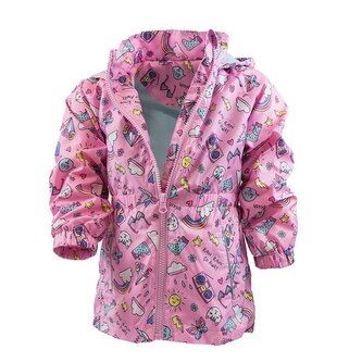 dívčí jarní/podzimní bunda s potiskem a kapucí, Pidilidi, PD1092-03, růžová - 80/86