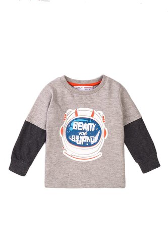 Tričko chlapecké s dlouhým rukávem, Minoti, Beam 3, šedá - 80/86