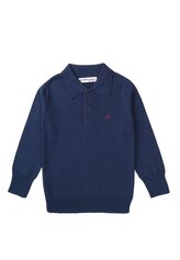 Tričko chlapecké Polo s dlouhým rukávem, Minoti, Retro 1, modrá - 146/152
