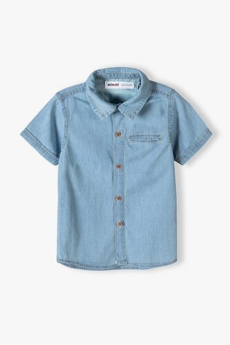 Košile chlapecká džínová a krátkým rukávem, Minoti, horizon 7, Kluk - 140/146