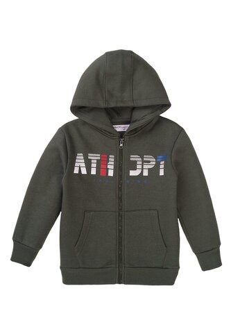 Mikina chlapecká s kapucí, Minoti, 7BZTHRU 6, khaki - 116/122