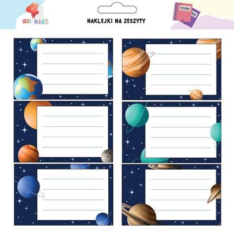 Naklejki na szafkę i zeszyt Kosmos
