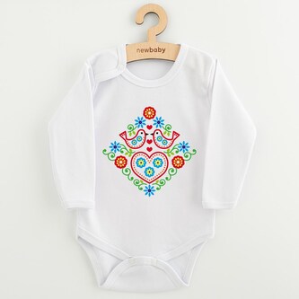 Dětské body s potiskem New Baby Lidový vzor ptáčci - velikost 86 (12-18m)