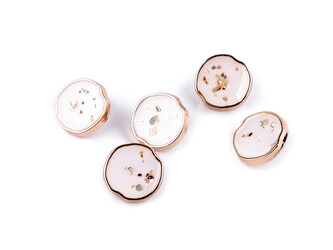 Kovový knoflík AB perleť v pryskyřici velikost 24"; 32"; 36" - 20 ks - 1 (24") bílá zlatá