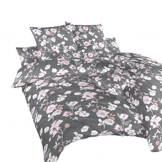 Dadka Povlečení krep Kvítí na šedém 220x220, 2x70x90 cm