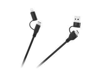 Kabel CABLETECH KPO3943 USB A/C - USB-C/Lightning 1m Black