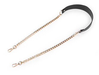 Ucho na kabelku s řetízkem a karabinami šíře 4 cm - 1 ks - 2 černá zlatá