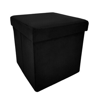 Skládací taburet s úložným prostorem PERFECT 30x30 cm černý