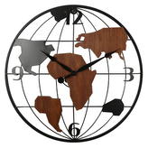 Hodiny nástěnné - světadíly, kovové, 40 cm