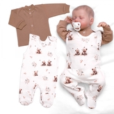 Kojenecké dupačky s košilkou, bavlna, Roztomilý medvídek, ecru, vel. 68; 68 (3-6m)